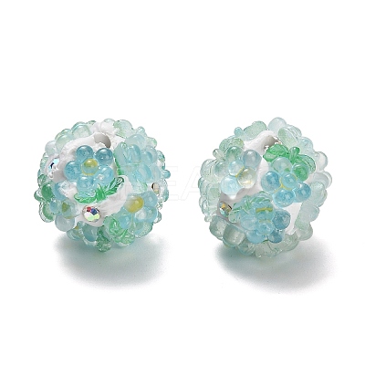 Polymer Clay Rhinestone Beads with Resin RESI-Z045-07-1