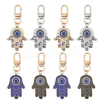 8Pcs 4 Style Alloy Enamel Turkish Evil Eye Pendant Decoration KEYC-GL0001-07-1