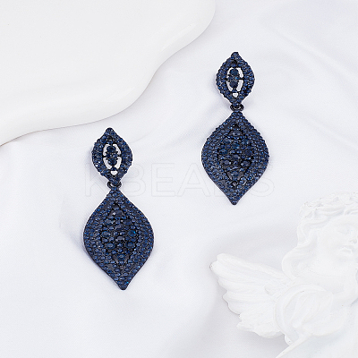 1 Pair Rhinestone Horse Eye Dangle Stud Earrings EJEW-LP0002-92C-1