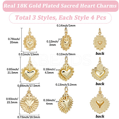 12Pcs 3 Styles Brass Pendants KK-BBC0017-81-1