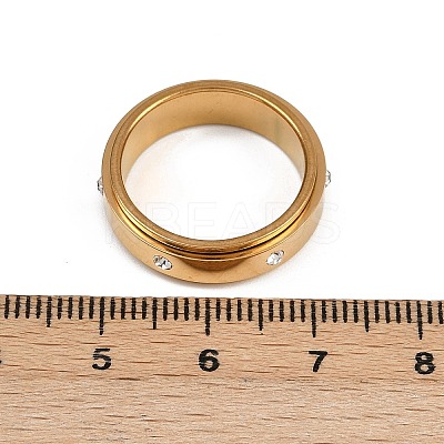 304 Stainless Steel Rhinestone Rotating Finger Rings RJEW-A074-01A-G-1