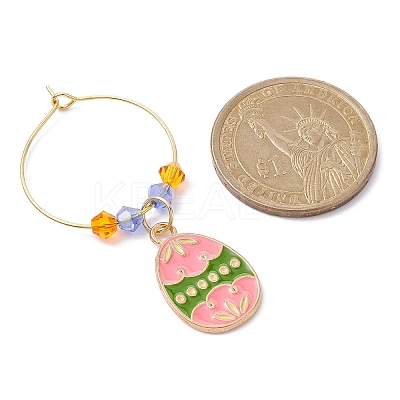 Easter Egg Alloy Enamel Wine Glass Charms AJEW-JO00204-01-1