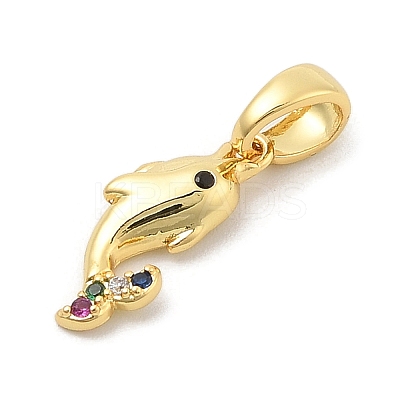 Rack Plating Leaf Brass Clear Cubic Zirconia Pendants KK-S407-13G-C-1