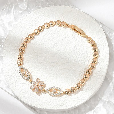 Brass Micro Pave Cubic Zirconia Link Chain Bracelets KK-R217-41G-1