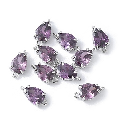 Brass Pave Cubic Zirconia Connector Charms KK-F892-53P-01-1