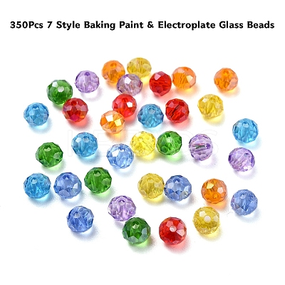 350Pcs 7 Style Baking Paint & Electroplate Glass Beads EGLA-YW0001-18-1