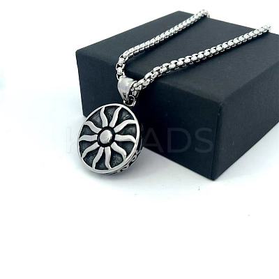 Vintage Sunflower Pendant 304 Stainless Steel Necklaces for Women Men PF9276-1
