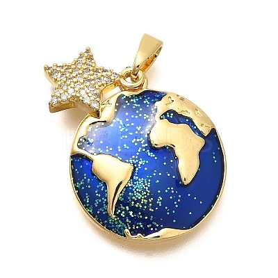 Rack Plating Brass Micro Pave Cubic Zirconia Pendants KK-M309-19G-1