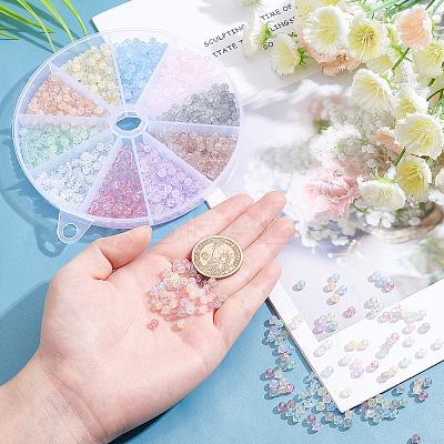 1000Pcs 10 Colors Crackle Glass Beads Strands GLAA-PH0001-66-1