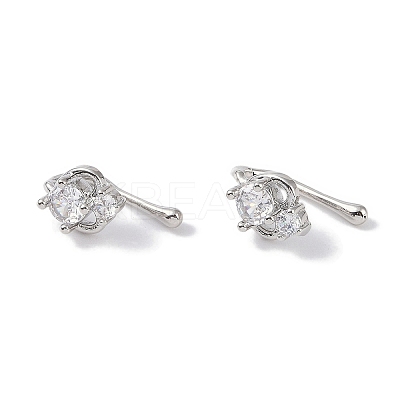Heart Brass Micro Pave Cubic Zirconia Cuff Earrings for Women EJEW-E308-01P-1