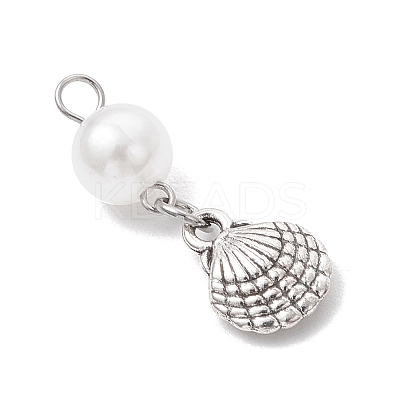 Ocean Themes Alloy & ABS Plastic Imitation Pearl Pendants PALLOY-JF03879-1
