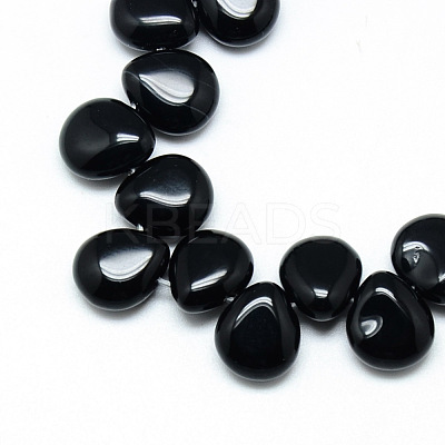 Natural Black Stone Beads Strands X-G-T005-01-1