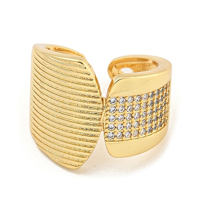 Clear Cubic Zirconia Open Cuff Ring RJEW-L121-025G-1