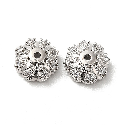 Brass Micro Pave Cubic Zirconia Bead Caps KK-E068-VF836-1-1