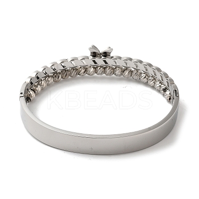 Stainless Steel 2 Lines Butterfly Hinged Bangles for Women BJEW-G719-21P-1