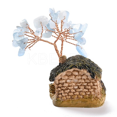 Resin & Natural Aquamarine Model Ornament DJEW-Z001-01B-1