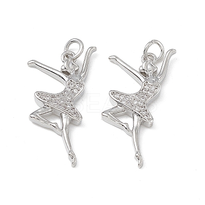 Brass Micro Pave Cubic Zirconia Pendants KK-E068-VB138-1