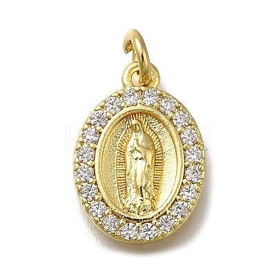 Brass Micro Pave Clear Cubic Zirconia Pendants ZIRC-I070-083G-1