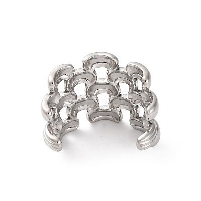 304 Stainless Steel Web Open Cuff Rings RJEW-K258-06P-1