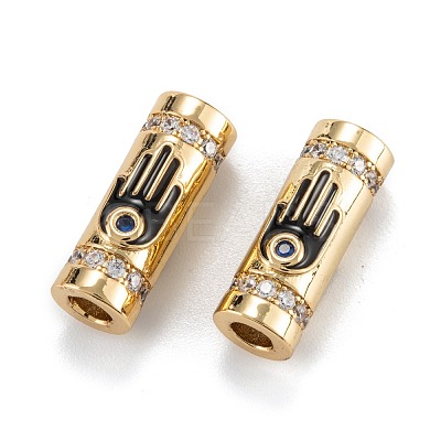 Real 18K Gold Plated Brass Micro Pave Clear Cubic Zirconia Tube Beads ZIRC-A020-26G-1