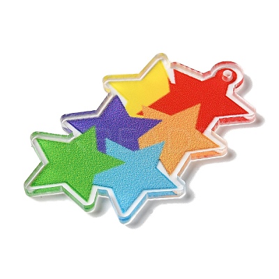 Printed Pride Rainbow Acrylic Big Pendants OACR-L018-15A-1