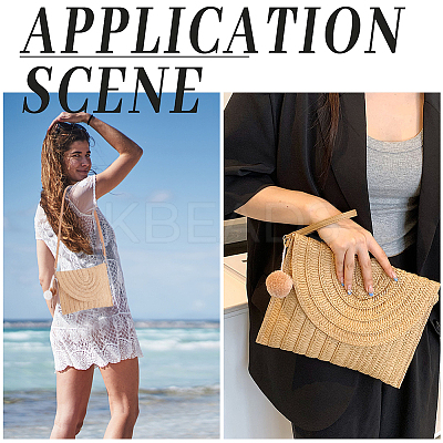 Women's Straw Knitted Bag AJEW-WH0348-18-1