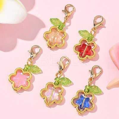 Star Alloy & Glass Pendant Decorations HJEW-JM03274-01-1