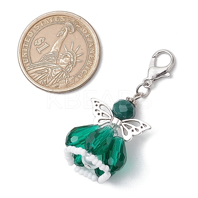 Angel Glass Beaded & Alloy Pendant Decorations HJEW-MZ00189-08-1