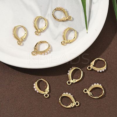 SHEGRACE Brass with Imitation Pearl Leverback Earring Findings XGR0069G-75G-1