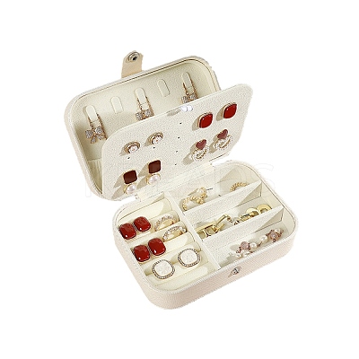 Rectangle PU Leather with Lint Jewelry Storage Box with Snap Button PW-WG38757-04-1
