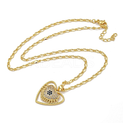 Brass Pave Clear & Blue Cubic Zirconia Peach Heart Pendant Necklaces for Women LS-NJEW-Q346-04G-01-1