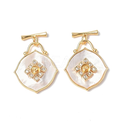Rhombus Shell Toggle Clasps KK-P223-09G-1