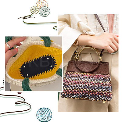 3Pcs 3 Style Oval PU Leather Knitting Crochet Bags Nail Bottom Shaper Pad DIY-PH0009-84-1