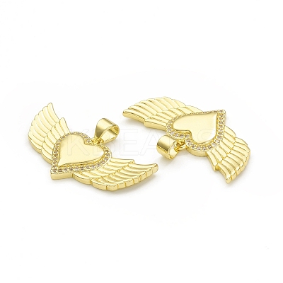 Rack Plating Brass Micro Pave Clear Cubic Zirconia Pendants KK-C011-29G-1
