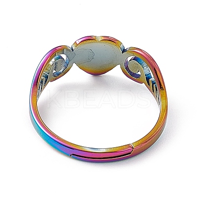 Ion Plating(IP) 201 Stainless Steel Heart Adjustable Ring for Women RJEW-K242-01M-1