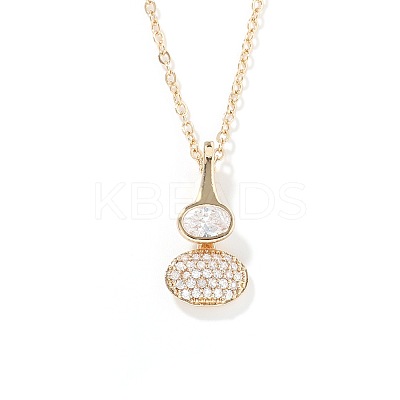 Brass Pave Clear Cubic Zirconia Gourd Shape Pendant Necklaces for Women YJ8780-1