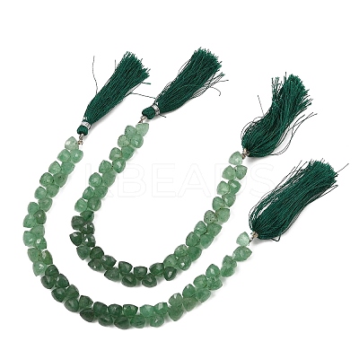Top Drilled Faceted Triangle Natural Green Strawberry Quartz Beads Strands GG-NH0010-D01-01-1
