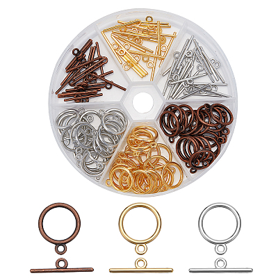 Tibetan Style Alloy Toggle Clasps TIBE-PH0004-01-NR-WH-1