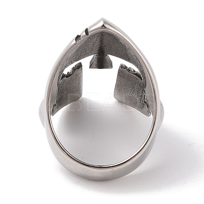 Non-Tarnish 304 Stainless Steel Spartan Soldier Helmet Finger Rings for Men RJEW-U005-05AS-1