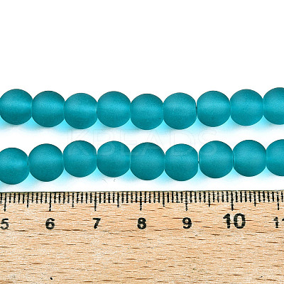 Frosted Transparent Glass Beads Strands X-GLAA-S031-8mm-37-01-1