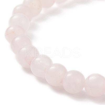 5Pcs 5 Style Natural Rose Quartz & Brass Beaded Stretch Bracelets Set BJEW-JB08870-02-1
