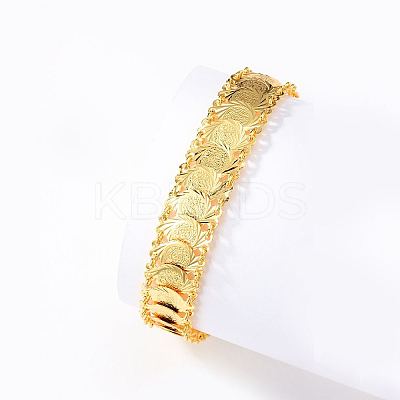 Brass Coin Link Chain Bracelet QR2720-1-1