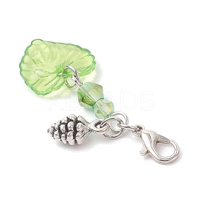 3Pcs Acrylic Leaf Pendant Decorations HJEW-JM04284-1