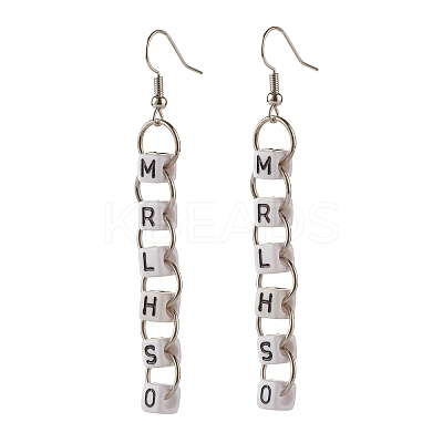Word Ivrhes Long Brass Dangle Earrings for Women EJEW-JE04753-1