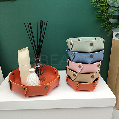 3Pcs 3 Colors PU Leather Storage Tray Box with Snap Button AJEW-WR0001-80-1
