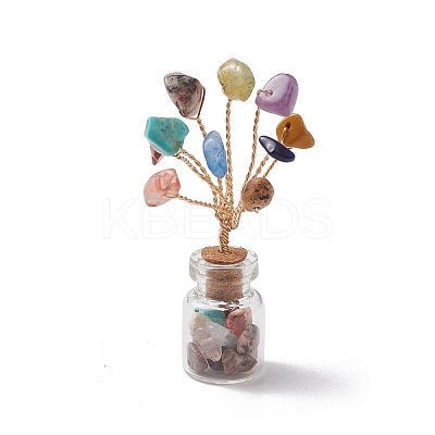 Natural & Synthetic Gemstone Chips Tree of Life Decorations AJEW-JD00016-1