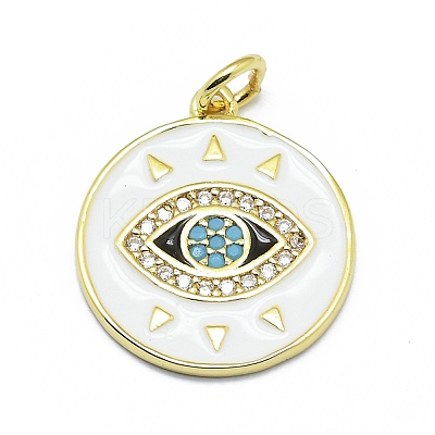 Brass Micro Pave Clear Cubic Zirconia Pendants KK-M207-F03-08-1