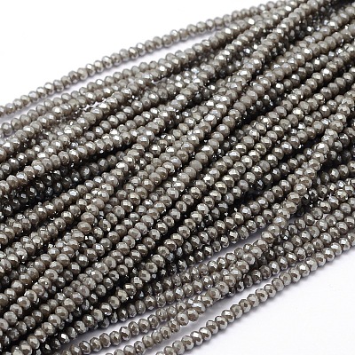 Faceted Rondelle Full Rainbow Plated Electroplate Glass Beads Strands X-EGLA-M004-2mm-A04-1