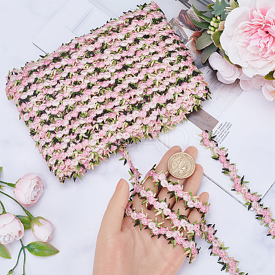 15 Yards Flower Polyester Embroidery Lace Ribbon OCOR-WH0070-77E-1