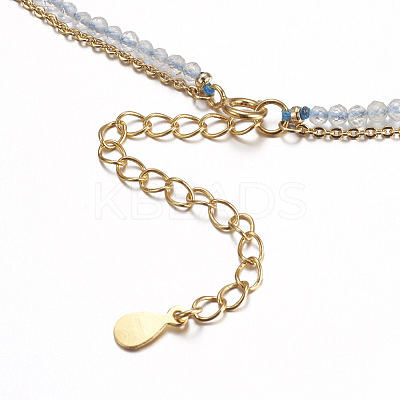 Faceted Natural Blue Topaz Tiered Necklaces NJEW-F212-10G-1